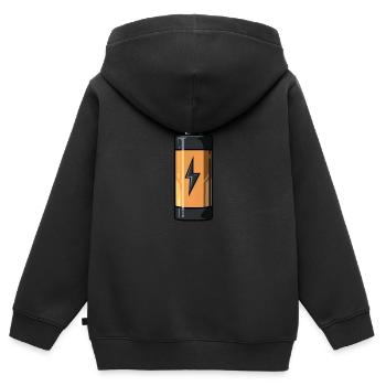 Batterie - Kinder Premium Organic Zip Hoodie - Schwarz - Hinten - AI Model Kid Male (0cm)