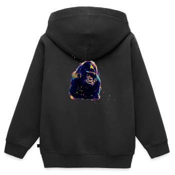 Schimpanse - Kinder Premium Organic Zip Hoodie - Schwarz - Hinten - AI Model Kid Male (0cm)