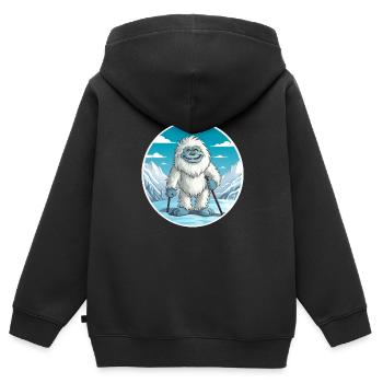 Yeti - Kinder Premium Organic Zip Hoodie - Schwarz - Hinten - AI Model Kid Male (0cm)