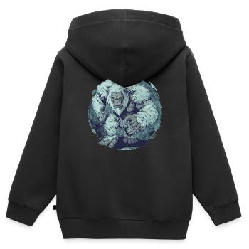 Yeti - Kinder Premium Organic Zip Hoodie - Schwarz - Hinten - AI Model Kid Male (0cm)