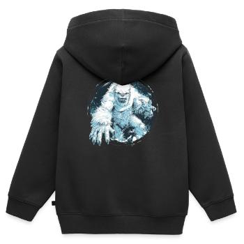 Yeti - Kinder Premium Organic Zip Hoodie - Schwarz - Hinten - AI Model Kid Male (0cm)