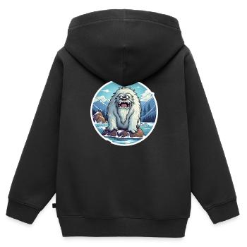 Yéti - Sweat Premium à capuche zippé enfant bio - noir - Dos - AI Model Kid Male (0cm)