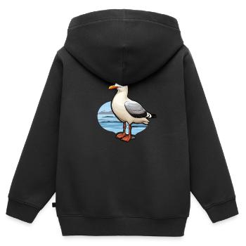 Möwe Seevogel - Kinder Premium Organic Zip Hoodie - Schwarz - Hinten - AI Model Kid Male (0cm)
