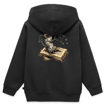 Lesen - Kinder Premium Organic Zip Hoodie - Schwarz - Hinten - AI Model Kid Male (0cm)