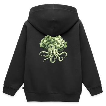 Chou poulpe - Sweat Premium à capuche zippé enfant bio - noir - Dos - AI Model Kid Male (0cm)