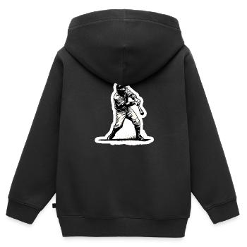 Baseballspieler schwarz weiß - Kinder Premium Organic Zip Hoodie - Schwarz - Hinten - AI Model Kid Male (0cm)