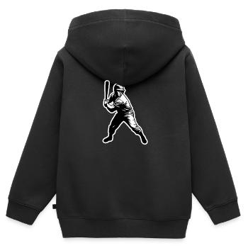 Baseballspieler schwarz weiß - Kinder Premium Organic Zip Hoodie - Schwarz - Hinten - AI Model Kid Male (0cm)