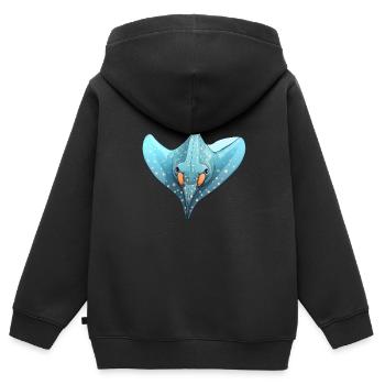 Rochen Ozeanmotiv Meeresliebhaber - Kinder Premium Organic Zip Hoodie - Schwarz - Hinten - AI Model Kid Male (0cm)