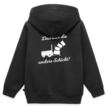 Die Logistik Schicht - Kinder Premium Organic Zip Hoodie - Schwarz - Hinten - AI Model Kid Male (0cm)