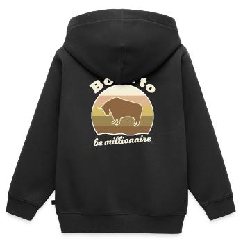 Investir en Bourse - Sweat Premium à capuche zippé enfant bio - noir - Dos - AI Model Kid Male (0cm)