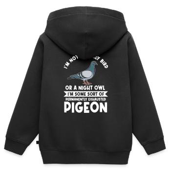 Je ne suis pas un lève-tôt ou un oiseau de nuit - Sweat Premium à capuche zippé enfant bio - noir - Dos - AI Model Kid Male (0cm)
