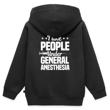 J’aime les gens sous anesthésie générale - Sweat Premium à capuche zippé enfant bio - noir - Dos - AI Model Kid Male (0cm)