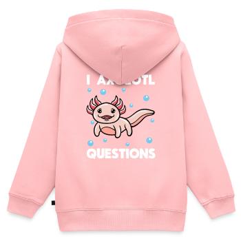 I Axolotl Questions - Sweat Premium à capuche zippé enfant bio - rose - Dos - AI Model Kid Female (0cm)