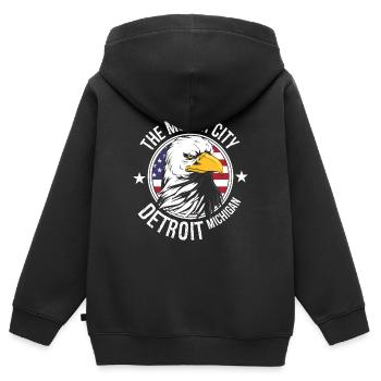 Detroit - Kinder Premium Organic Zip Hoodie - Schwarz - Hinten - AI Model Kid Male (0cm)