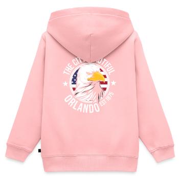 Orlando Florida - Kinder Premium Organic Zip Hoodie - Rosa - Hinten - AI Model Kid Female (0cm)