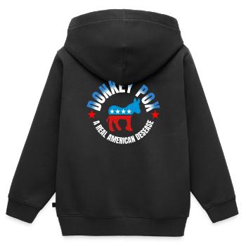Eselpocken Die Krankheit, die Amerika zerstört Lustig - Kinder Premium Organic Zip Hoodie - Schwarz - Hinten - AI Model Kid Male (0cm)