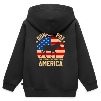 Eselpocken Die Krankheit, die Amerika zerstört Lustig - Kinder Premium Organic Zip Hoodie - Schwarz - Hinten - AI Model Kid Male (0cm)