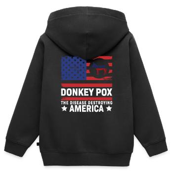 Eselpocken Die Krankheit, die Amerika zerstört Lustig - Kinder Premium Organic Zip Hoodie - Schwarz - Hinten - AI Model Kid Male (0cm)