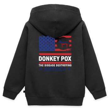 Eselpocken Die Krankheit, die Amerika zerstört Lustig - Kinder Premium Organic Zip Hoodie - Schwarz - Hinten - AI Model Kid Male (0cm)