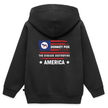 Eselpocken Die Krankheit, die Amerika zerstört Lustig - Kinder Premium Organic Zip Hoodie - Schwarz - Hinten - AI Model Kid Male (0cm)