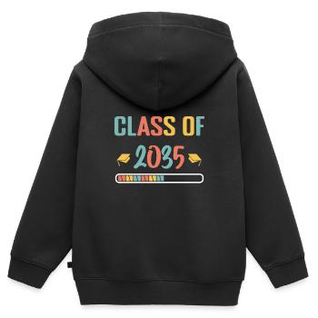 Klasse von 2035 Erster Schultag wächst mit mir - Kinder Premium Organic Zip Hoodie - Schwarz - Hinten - AI Model Kid Male (0cm)