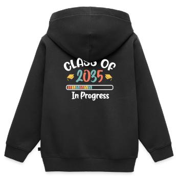 Klasse von 2035 Erster Schultag wächst mit mir - Kinder Premium Organic Zip Hoodie - Schwarz - Hinten - AI Model Kid Male (0cm)