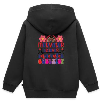 Groovy Retro Gläubiger Motivator Innovator - Kinder Premium Organic Zip Hoodie - Schwarz - Hinten - AI Model Kid Male (0cm)