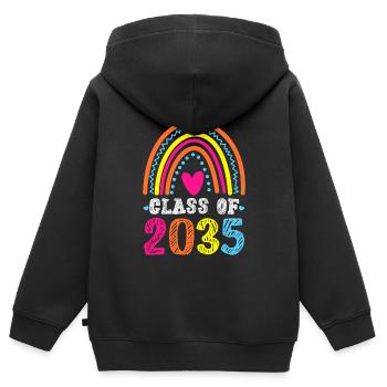 Klasse von 2035 Erster Schultag wächst mit mir - Kinder Premium Organic Zip Hoodie - Schwarz - Hinten - AI Model Kid Male (0cm)