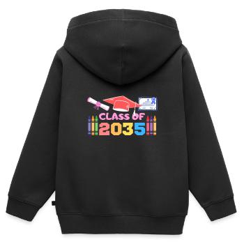 Klasse von 2035 Erster Schultag wächst mit mir - Kinder Premium Organic Zip Hoodie - Schwarz - Hinten - AI Model Kid Male (0cm)