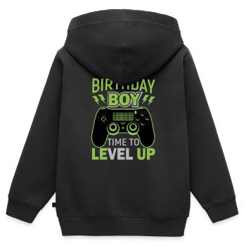 Geburtstagskind Zeit, um Videospiel Geburtstag zu verbessern - Kinder Premium Organic Zip Hoodie - Schwarz - Hinten - AI Model Kid Male (0cm)