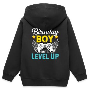 Geburtstagskind Zeit, um Videospiel Geburtstag zu verbessern - Kinder Premium Organic Zip Hoodie - Schwarz - Hinten - AI Model Kid Male (0cm)