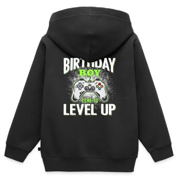 Geburtstagskind Zeit, um Videospiel Geburtstag zu verbessern - Kinder Premium Organic Zip Hoodie - Schwarz - Hinten - AI Model Kid Male (0cm)