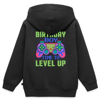 Geburtstagskind Zeit, um Videospiel Geburtstag zu verbessern - Kinder Premium Organic Zip Hoodie - Schwarz - Hinten - AI Model Kid Male (0cm)