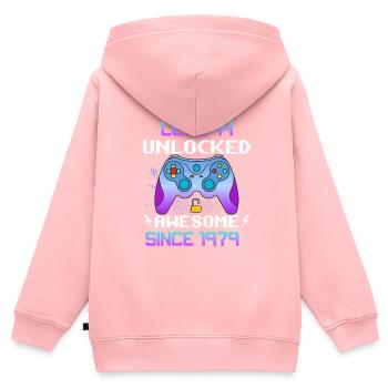 Level 44 Freigeschaltet Awesome seit 1979 Funny Gamer - Kinder Premium Organic Zip Hoodie - Rosa - Hinten - AI Model Kid Female (0cm)