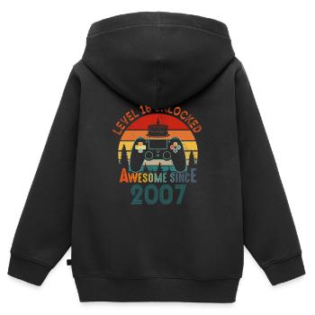 Level 16 Freigeschaltet Awesome seit 2007 Funny Gamer - Kinder Premium Organic Zip Hoodie - Schwarz - Hinten - AI Model Kid Male (0cm)