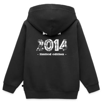 NÉ EN 2014 - édition limitée - Sweat Premium à capuche zippé enfant bio - noir - Dos - AI Model Kid Male (0cm)