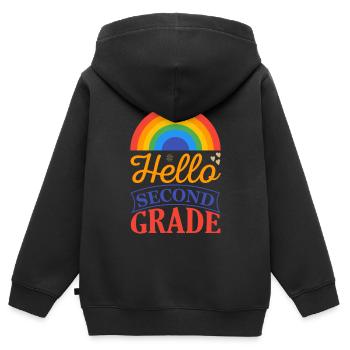 Zweite Klasse Rainbow Girls Jungen Lehrerteam 2. - Kinder Premium Organic Zip Hoodie - Schwarz - Hinten - AI Model Kid Male (0cm)