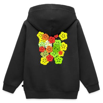 fleurs, fleur, coloré, fleurs, abstrait - Sweat Premium à capuche zippé enfant bio - noir - Dos - AI Model Kid Male (0cm)