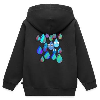 Pluie, Gouttes, Gouttes De Pluie, Coloré, Famille - Sweat Premium à capuche zippé enfant bio - noir - Dos - AI Model Kid Male (0cm)