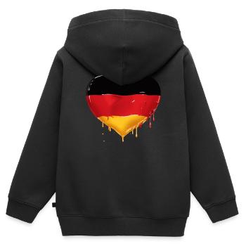 DEUTSCHLAND HERZ DEUTSCHLANDFAHNE DEUTSCHLAND - Kinder Premium Organic Zip Hoodie - Schwarz - Hinten - AI Model Kid Male (0cm)