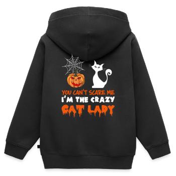 You Can't Scare Me I'm The Crazy Cat Lady Funny - Kinder Premium Organic Zip Hoodie - Schwarz - Hinten - AI Model Kid Male (0cm)