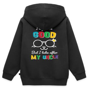 I Try To Be Good But I Take After My Uncle T Shirt - Sweat Premium à capuche zippé enfant bio - noir - Dos - AI Model Kid Male (0cm)
