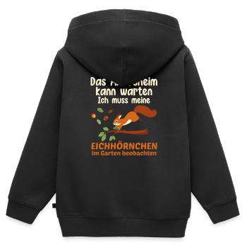 Eichhörnchen Liebhaber Spruch Altersheim - Kinder Premium Organic Zip Hoodie - Schwarz - Hinten - AI Model Kid Male (0cm)