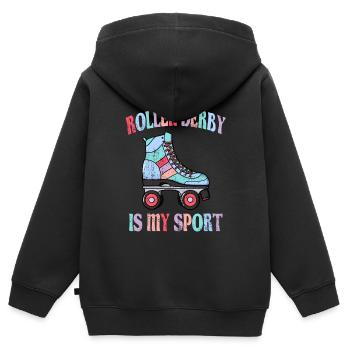Le roller derby est mon sport - Sweat Premium à capuche zippé enfant bio - noir - Dos - AI Model Kid Male (0cm)
