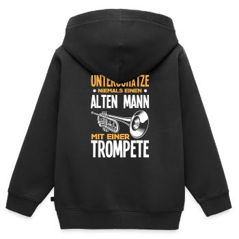 Trompete Trompeter Trompeten Spieler - Kinder Premium Organic Zip Hoodie - Schwarz - Hinten - AI Model Kid Male (0cm)
