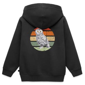 Eule Uhu Tier Waldtier Steinkauz Schleiereulen Fun - Kinder Premium Organic Zip Hoodie - Schwarz - Hinten - AI Model Kid Male (0cm)