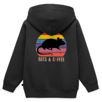 Rats & Coffee - Kinder Premium Organic Zip Hoodie - Schwarz - Hinten - AI Model Kid Male (0cm)