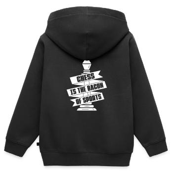 Pièce d’échecs - Sweat Premium à capuche zippé enfant bio - noir - Dos - AI Model Kid Male (0cm)