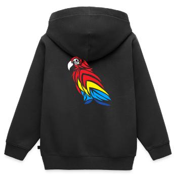 Perroquet - Sweat Premium à capuche zippé enfant bio - noir - Dos - AI Model Kid Male (0cm)