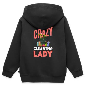 Lustiges Putzfrau Reinigungskraft Hausfrau Putzen - Kinder Premium Organic Zip Hoodie - Schwarz - Hinten - AI Model Kid Male (0cm)